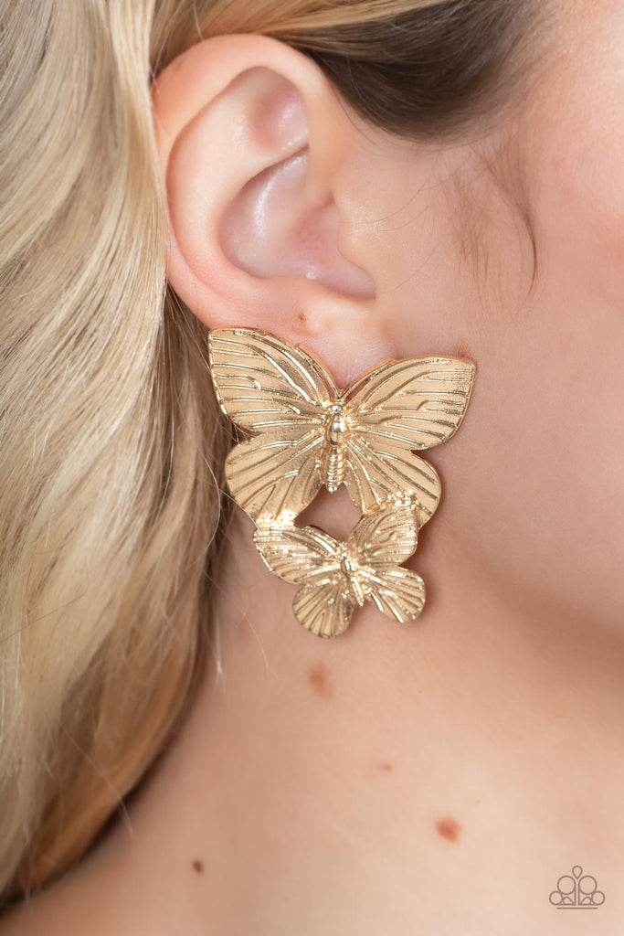White Double Sided Butterfly Gold Copper Ear Cuff Earring Pair For Wom –  ZIVOM